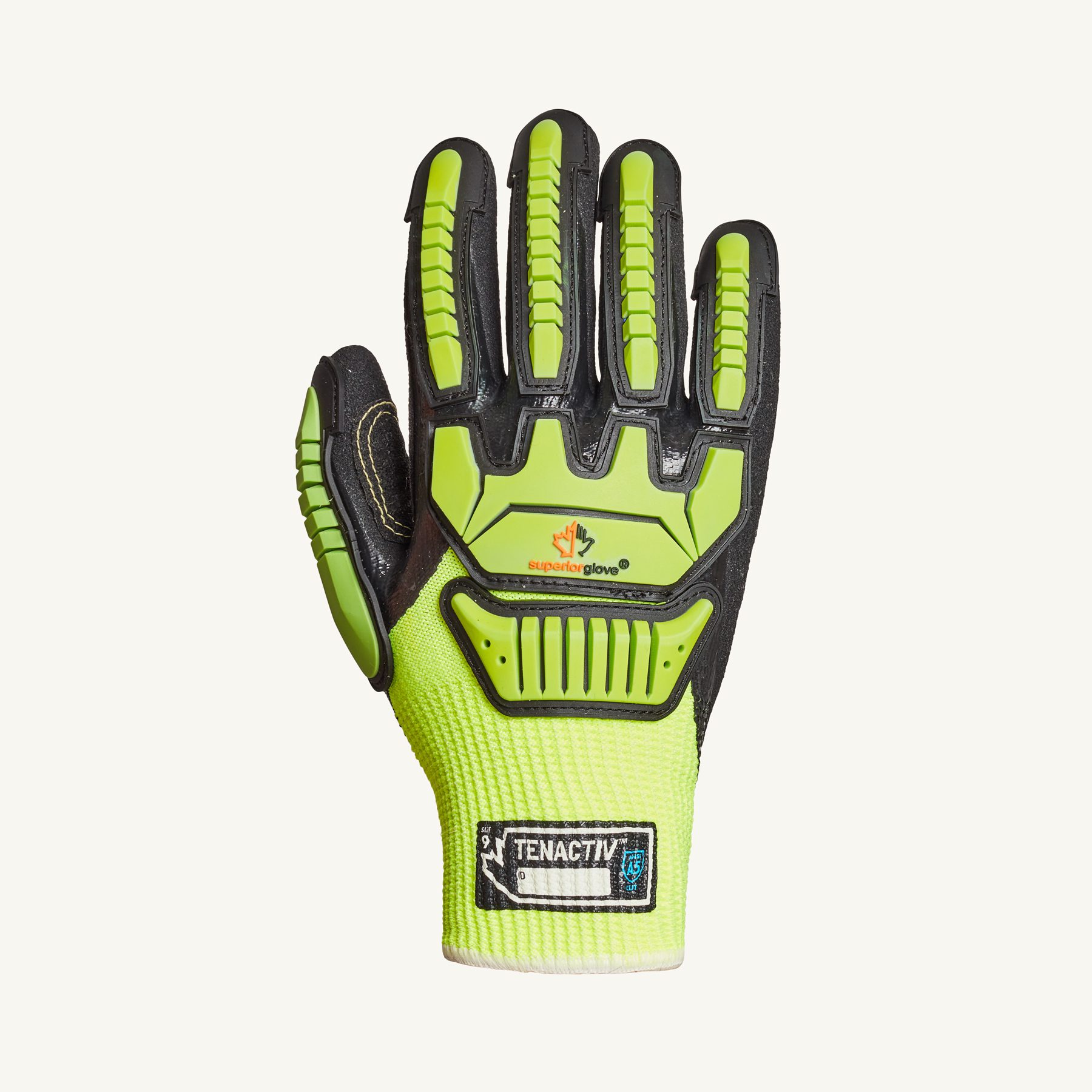 Superior Glove TenActiv Cut-Resistant Anti-Impact Hi-Viz Gloves – Size 9, Nitrile Coated